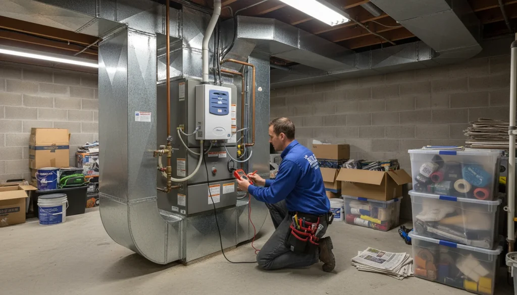 Whole-house humidifier connected to furnace system improving winter air moisture